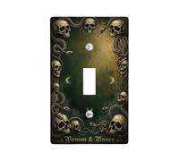 Plaque murale décorative en plastique noir de taille standard pour interrupteur, motif crânes, serpents sombres, sang, Halloween, décoration d'intérieur (simple)