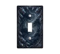 Plaque murale décorative en plastique noir de taille standard pour interrupteur, motif dragon, forêt mystique, étoiles, Halloween, décoration murale pour maison, salon, chambre à coucher, salle de