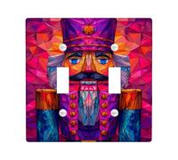 Plaque murale décorative en plastique pour double interrupteur, motif casse-noisette, boutons festifs de Noël, chapeau de Noël, taille standard, pour maison, salon, chambre à coucher, salle de bain