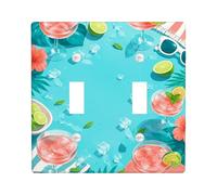 Plaque murale décorative en plastique pour double interrupteur, motif tropical citron vert, turquoise, taille standard, pour chambre à coucher, salle de bain, cuisine, entrée