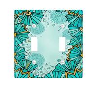 Plaque murale décorative en plastique pour double interrupteur, style bohème, géométrique, mandala, turquoise, taille standard, pour chambre à coucher, salle de bain, cuisine, entrée