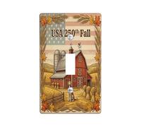 Plaque murale décorative en plastique pour interrupteur simple - Motif feuilles de chien de campagne rustique - Rouge automne - Taille standard - Pour maison, salon, nouvel appartement (simple)