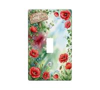 Plaque murale décorative en plastique rouge de taille standard pour interrupteur, motif coquelicot, aquarelle, fleur de lierre, printemps rouge, taille standard pour maison, salon, nouvel appartement