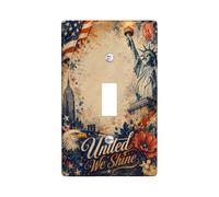 Plaque murale décorative en plastique rouge de taille standard pour interrupteur Motif statue de la liberté Motif aigle vintage patriotique Empire State Building Independence Day (simple)