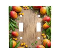 Plaque murale décorative en plastique vert d'été pour double interrupteur, motif feuilles tropicales naturelles, taille standard, pour salon, chambre à coucher, maison, bureau