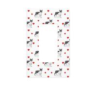 Plaque murale décorative en polycarbonate thermoplastique thermoplastique, motif boston terrier avec cœurs de chien - 1 gang sans vis - Taille standard - 11,7 x 7,1 cm