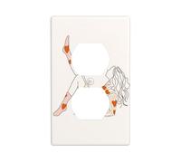 Plaque murale décorative minimaliste pour interrupteur - Motif femme allongée dans une robe rayée - Dimensions : 7 x 11,4 cm