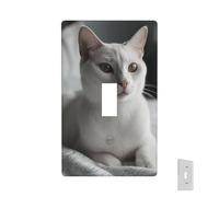 Plaque murale décorative - Motif chat assis sur le lit - Couvercle d'interrupteur - Plaques d'interrupteur - Façades électriques de taille standard - Plaque murale pour cuisine et chambre à coucher