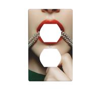 Plaque murale décorative pour bracelet de cuisine ou salle de bain Motif lèvres dorées 7 x 11,4 cm