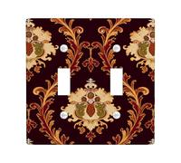 Plaque murale décorative pour double interrupteur, classique et élégante, en plastique bordeaux - Taille standard - Pour chambre à coucher, salle de bain, cuisine, entrée