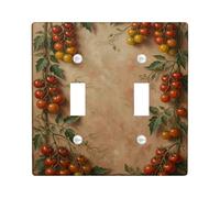 Plaque murale décorative pour double interrupteur de cuisine, motif feuilles de vigne rustique, rouge d'été, taille standard, pour maison, salon, nouvel appartement