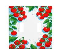 Plaque murale décorative pour double interrupteur de cuisine, motif feuilles fraîches d'été, vigne, été, rouge, taille standard, pour maison, salon, chambre à coucher, salle de bain