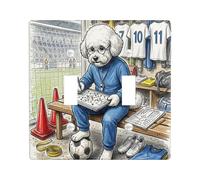 Plaque murale décorative pour interrupteur 2026 - Motif chien bichon frisé - 2 interrupteurs - Prêt à être assorti - Plaque électrique imprimée sport pour chambre