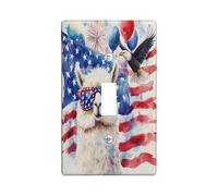 Plaque murale décorative pour interrupteur 4 juillet en alpaga - 1 interrupteur à bascule unique - Plaque de commutation électrique 250 ans - Jour de l'indépendance - Façade électrique pour chambre à