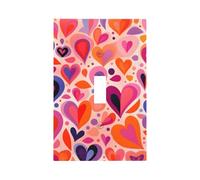 Plaque murale décorative pour interrupteur à bascule 1 gang - Coloré - Abstrait - Cœur d'amour - Romance - Saint-Valentin - Décoration pour chambre à coucher et salon