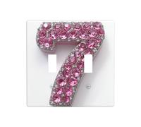 Plaque murale décorative pour interrupteur à bascule en forme de chiffre 7 - Rose clair - Taille standard - 11,4 x 11,4 cm