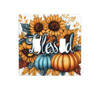 Plaque murale décorative pour interrupteur à bascule Motif citrouilles tournesols et mots bénis Taille standard 11,4 x 11,4 cm