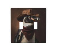Plaque murale décorative pour interrupteur à bascule Motif cowboy pingouin Taille standard 11,4 x 11,4 cm