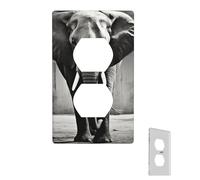 Plaque murale décorative pour interrupteur à bascule - Motif éléphant noir et blanc - Pour cuisine, chambre à coucher