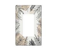 Plaque murale décorative pour interrupteur à bascule - Motif feuilles - Naturel - Moderne - Noir et beige - En plastique noir - Taille standard - Pour maison, salon, chambre à coucher, salle de bain