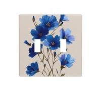 Plaque murale décorative pour interrupteur à bascule Motif fleur bleue 11,4 x 11,4 cm