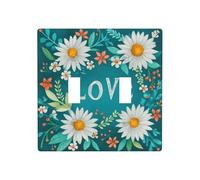 Plaque murale décorative pour interrupteur à bascule Motif fleur d'amour sur fond bleu sarcelle Taille standard 11,4 x 11,4 cm