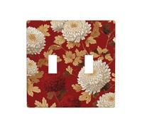 Plaque murale décorative pour interrupteur à bascule Motif fleurs blanches et marron Taille standard 11,4 x 11,4 cm