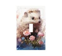 Plaque murale décorative pour interrupteur à bascule - Peinture à l'huile - Blanc - Petit hérisson - Décoration pour chambre à coucher et salon