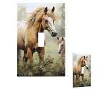 Plaque murale décorative pour interrupteur à bascule, peintures de chevaux, motif animaux brodés, 12,7 x 7,6 cm, plaque murale pour chambre à coucher de ferme