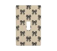 Plaque murale décorative pour interrupteur à bascule simple avec motif de nœuds noirs vintage sur fond beige pour cuisine, ferme, chambre à coucher, salle de bain