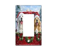 Plaque murale décorative pour interrupteur à bascule simple en forme de chien des Pyrénées de Noël amusant pour cuisine, salle de bain, animal de compagnie