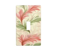 Plaque murale décorative pour interrupteur à bascule simple - Motif feuilles tropicales roses et vertes sur beige - Pour cuisine, ferme, chambre à coucher, salle de bain