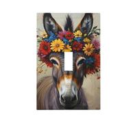 Plaque murale décorative pour interrupteur à bascule simple, motif floral représentant un âne (1), 7,6 x 12,7 cm (3 x 5 po).