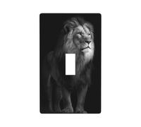 Plaque murale décorative pour interrupteur à bascule simple - Motif lion noir et blanc - Pour cuisine, ferme, chambre à coucher, salle de bain