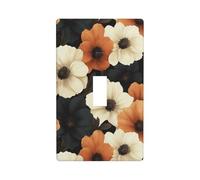 Plaque murale décorative pour interrupteur à bascule simple pour cuisine, ferme, chambre à coucher, salle de bain - Fleurs blanches et beiges