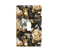 Plaque murale décorative pour interrupteur à bascule simple pour cuisine, ferme, chambre à coucher, salle de bain Beige foncé et doré