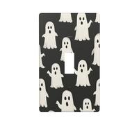 Plaque murale décorative pour interrupteur à bascule simple pour cuisine, ferme, chambre à coucher, salle de bain - fantômes blancs sur lumière noire