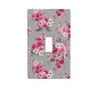 Plaque murale décorative pour interrupteur à bascule simple pour cuisine, ferme, chambre à coucher, salle de bain - Motif fleurs roses et blanches