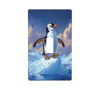 Plaque murale décorative pour interrupteur à bascule simple pour cuisine, ferme, chambre à coucher, salle de bain Motif pingouin qui se daigne sur un iceberg