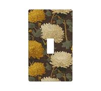 Plaque murale décorative pour interrupteur à bascule simple pour cuisine, ferme, chambre à coucher, salle de bain - Chrysanthèmes en beige pâle et jaune