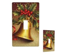Plaque murale décorative pour interrupteur à bascule - Taille standard - 11,4 x 7 cm - Plaque murale à bascule unique - Happy New Year - Cloche de sapin de Noël - Pour décoration de prises électriques