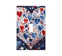 Plaque murale décorative pour interrupteur à bascule unique - Jour de l'indépendance - Aquarelle - Cœur d'amour - Pour chambre à coucher, salon