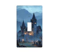 Plaque murale décorative pour interrupteur à bascule unique - Motif château gothique - Pierres tombales - Pour cuisine, ferme, chambre à coucher, salle de bain
