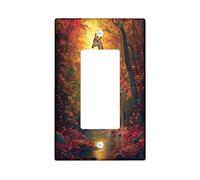 Plaque murale décorative pour interrupteur à bascule unique - Motif girafe sauvage d'automne - Scène de feuille de forêt d'automne pour cuisine et salle de bain