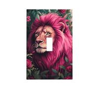 Plaque murale décorative pour interrupteur à bascule unique - Motif lion rose - Pour chambre à coucher, salon