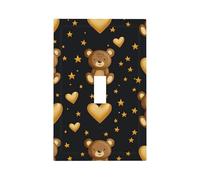 Plaque murale décorative pour interrupteur à bascule unique - Motif ours doré et cœurs d'amour - Décoration pour chambre à coucher et salon