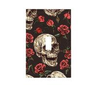 Plaque murale décorative pour interrupteur à bascule unique - Motif tête de mort - Halloween - Rose rouge - Squelette - Pour chambre à coucher, salon