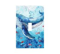 Plaque murale décorative pour interrupteur à bascule unique - Thème mer dauphin océan bleu fantaisie monde sous-marin - Pour chambre à coucher, salon