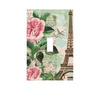 Plaque murale décorative pour interrupteur à bascule unique - Tour Eiffel de Paris - Fleurs vintage - Décoration pour chambre à coucher, salon