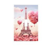 Plaque murale décorative pour interrupteur à bascule unique - Tour Eiffel romantique - Rose - Cœur d'amour - Pour chambre à coucher, salon